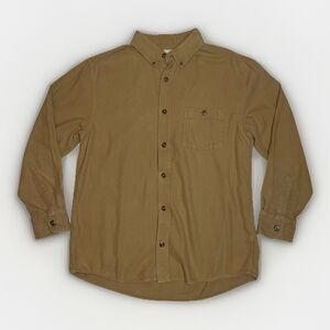Vintage FIELD & STREAM Men’s Lg Heavy Flannel Pocketed Brown Button Down VGC!